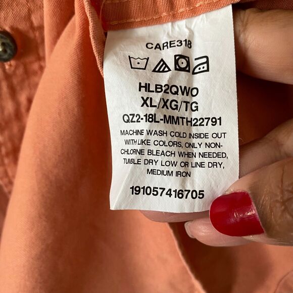 Wrangler Flex For Comfort Button Up Shirt Men's  XL Short Sleeve Orange Pockets - Picture 13 of 14